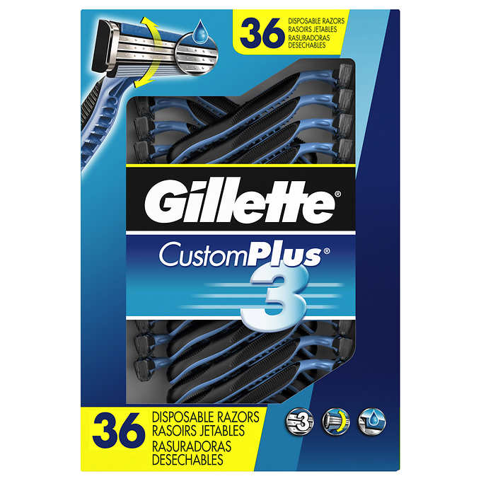 Gillette Custom Plus3 Disposable Razors Blades, 36-count - ADDROS.COM